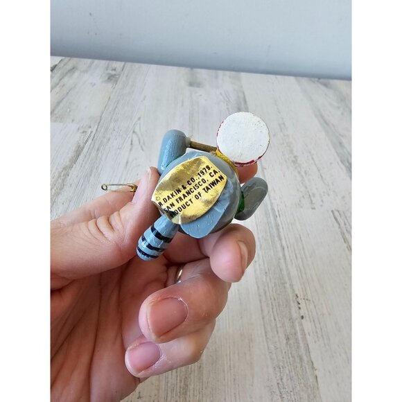 Vintage dakin wooden raccoon band drums ornament Xmas tree - Picture 8 of 8